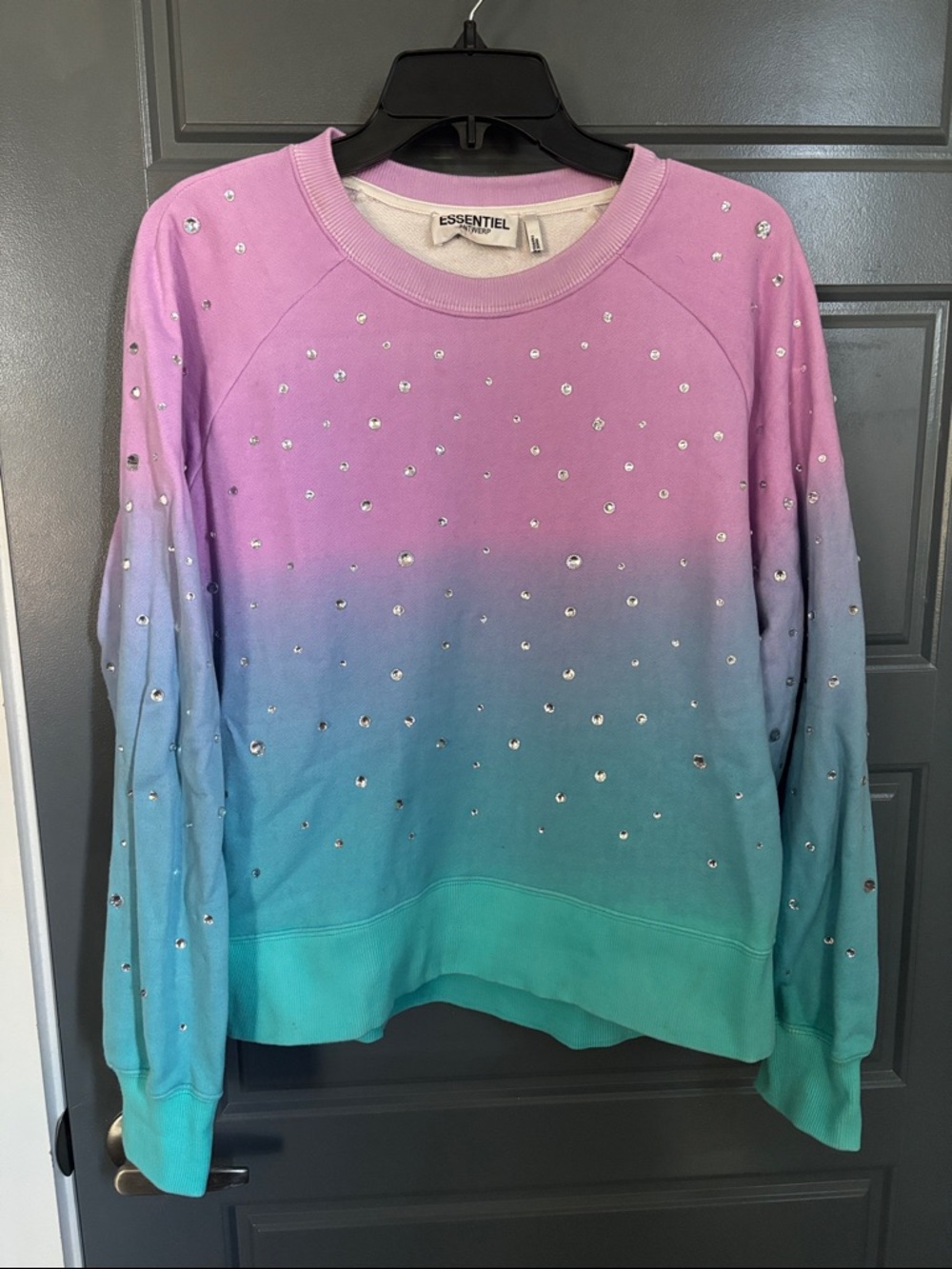 Essentiel Antwerp Ombre Crystal-Embellished Crewneck Sweatshirt